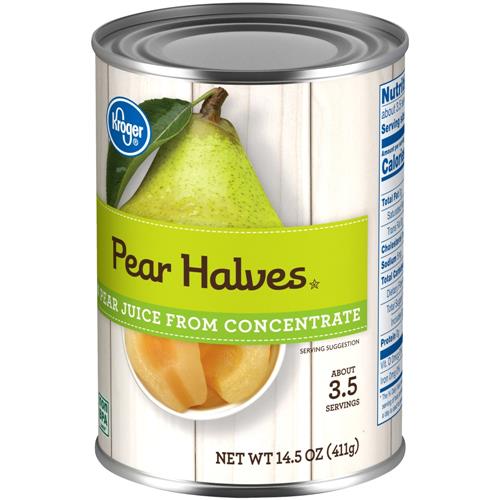 Kroger Canned Pear Halves in Pear Juice 14.5 oz