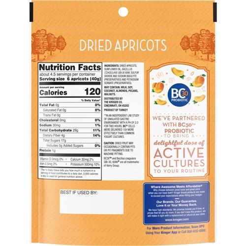 Kroger Probiotic Dried Apricots 6 oz