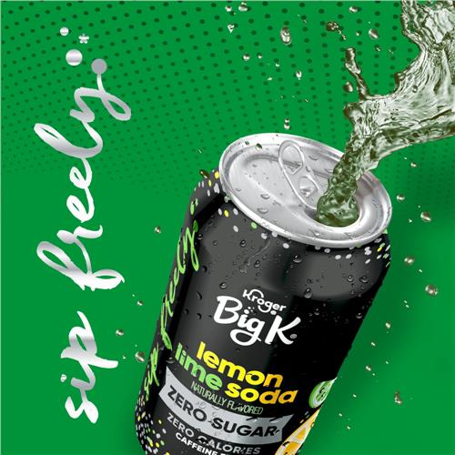 Big K Lemon Lime Zero Sugar Caffeine Free Soda Cans 12 pk / 12 fl oz