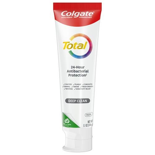 Colgate Total Active Prevention Deep Clean Toothpaste, Anticavity Fluoride Toothpaste, Clinically Proven Fluoride Formula Helps Fight Plaque Bacteria, Mint, 2 Pack, 5.1 Oz