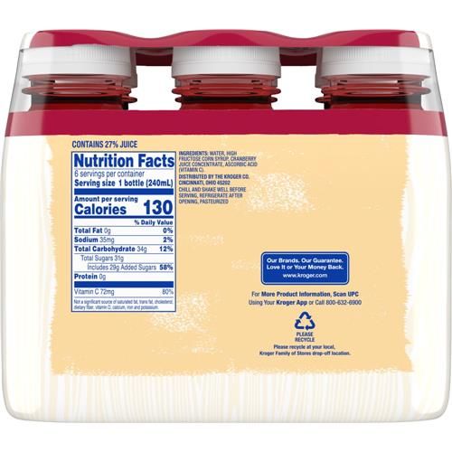 Kroger Cranberry Juice Cocktail 6 bottles / 8 fl oz