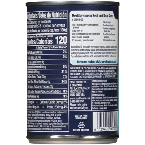 Bushs Best Garbanzo Beans (Chickpeas) 16 Oz.