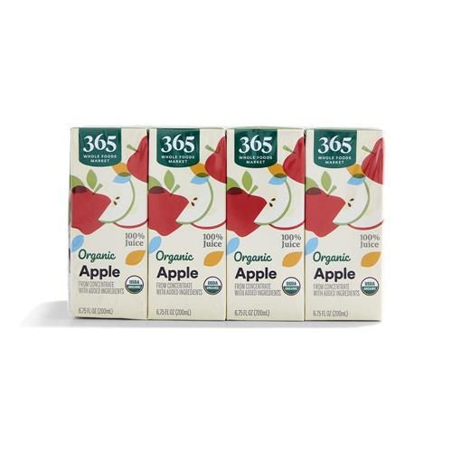 Whole Foods Market Organic Apple Juice Boxes, 6.75 Fl Oz (Pack Of 4)