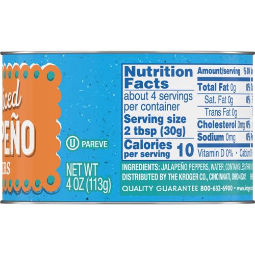 Kroger Diced Jalapeno Peppers 4 oz