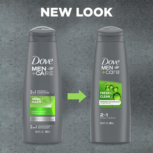 Dove Men+Care Fortifying 2 In 1 Shampoo And Conditioner For Normal To Oily Hair Fresh And Clean With Caffeine Helps Strengthen And Nourish Hair 12 Oz