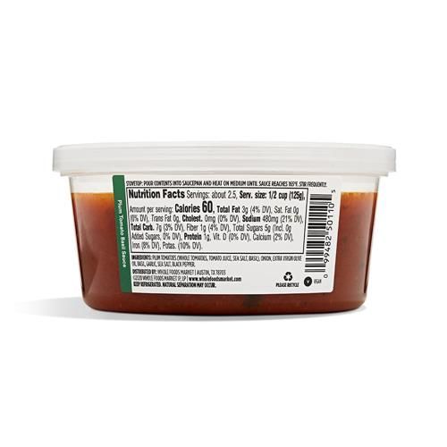 Whole Foods Market, Plum Tomato Basil Sauce, 10 Ounce