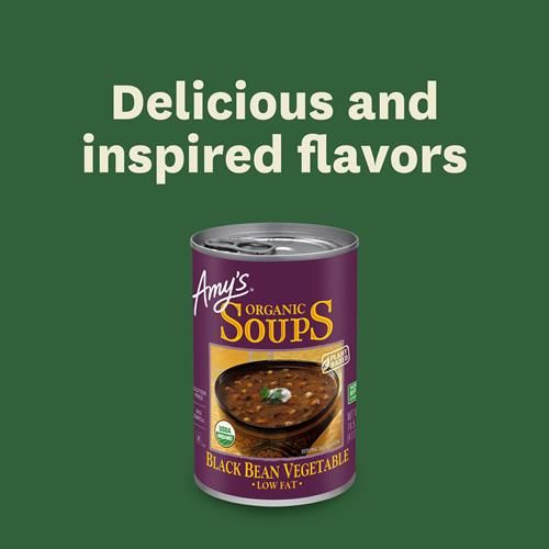 Amy’S Soup, Vegan Black Bean Vegetable Soup, Low Fat, Gluten Free, Made With Organic Vegetables, Canned Soup, 14.5 Oz