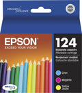 New, Pre-Owned - Epson 124 Cyan, Magenta, and Yellow Ink Cartridges