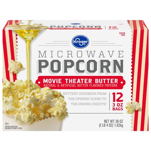 Kroger Movie Theater Butter Microwave Popcorn 12 ct / 3 oz