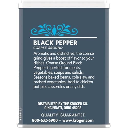 Kroger Coarse Ground Black Pepper 1.75 oz