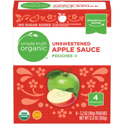 Simple Truth Organic Unsweetened Applesauce Pouches 4 ct / 3.2 oz