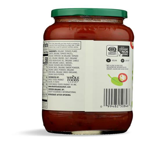 Whole Foods Market Organic Arrabbiata Pasta Sauce, 25 Ounce