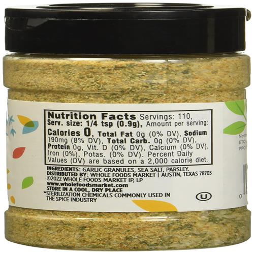 Whole Foods Market, Garlic Salt Seasoning, 3.51 Ounce