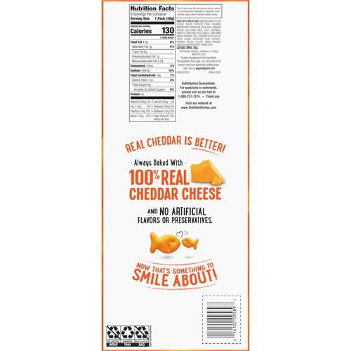 Goldfish Cheddar Cheese Crackers, Baked Snack Crackers, 1 Oz On-The-Go Snack Packs, 9 Count Tray