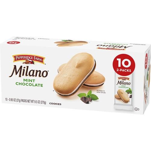 Pepperidge Farm Milano Cookies, Mint, 10 Packs, 2 Cookies Per Pack