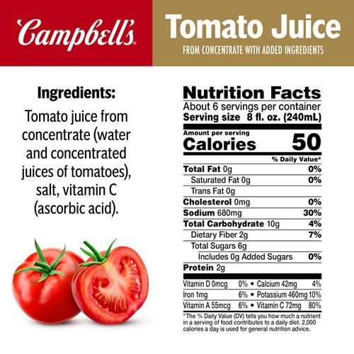Campbell’S 100% Tomato Juice, 46 Fl Oz Bottle