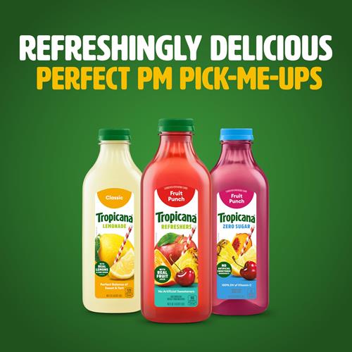 Tropicana Refreshers Fruit Punch Juice Drink, With Real Fruit Juice, 46 Fl Oz Bottle