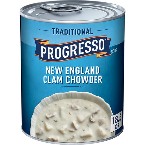 Progresso New England Clam Chowder Soup, Traditional Canned Soup, Gluten Free, 18.5 Oz