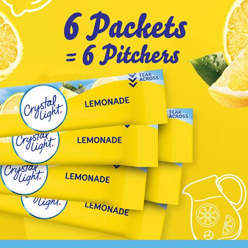 Crystal Light Lemonade Naturally Flavored Powdered Drink Mix, 6 Ct Pitcher Packets