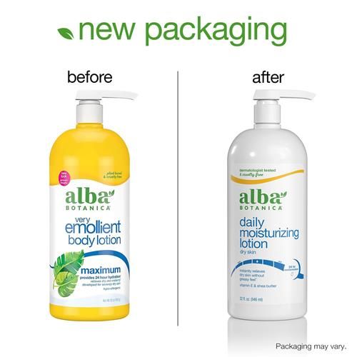 Alba Botanica Daily Moisturizing Lotion, Dry Skin, With Vitamin E And Shea Butter, 32 Oz (Packaging May Vary)