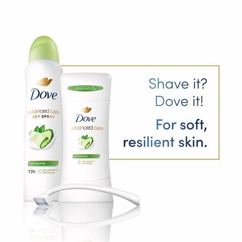 Dove Advanced Care Antiperspirant Deodorant Stick Cool Essentials For Helping Repair Skin Barrier After Shaving, With 72-Hour Sweat & Odor Protection, 2.6 Oz