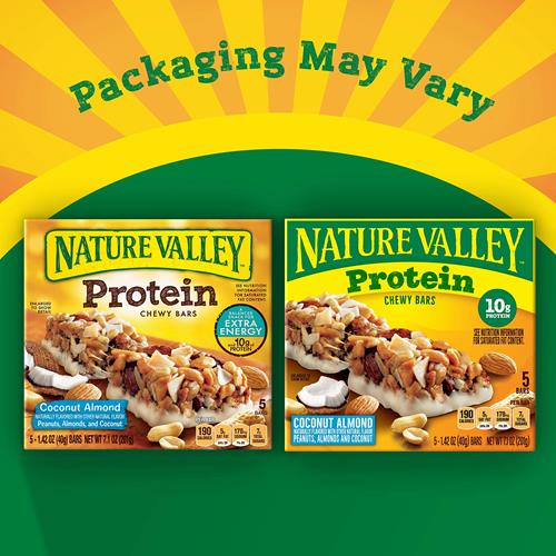 Nature Valley Chewy Protein Bars, Coconut Almond, 7.1 Oz, 5 Count Box