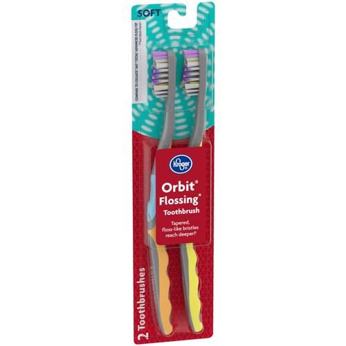 Kroger Orbit Flossing Toothbrush with Soft Bristels 2 count