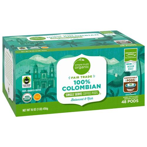 Simple Truth Organic 100% Colombian Medium Roast Coffee Pods 48 ct