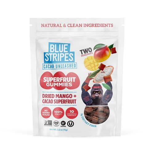 Blue Stripes Dried Mango + Cacao Superfruit Gummies, 3.2Oz