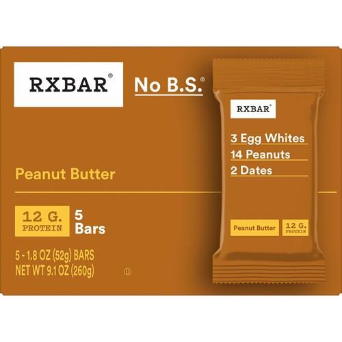 Rxbar Protein Bars, Protein Snack, Snack Bars, Peanut Butter, 9.15Oz Box (5 Bars)