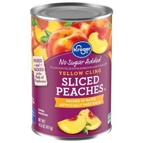 Kroger Canned Yellow Cling Sliced Peaches No Sugar Added 14.5 oz