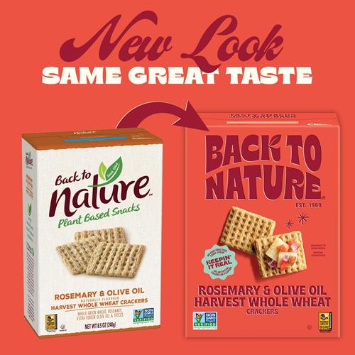Back To Nature - Rosemary & Olive Oil Harvest Whole Wheat Crackers - Non-Gmo, Made With Whole Grain Wheat & Sea Salt, Seriously Tasty Snacks - 7 Ounce