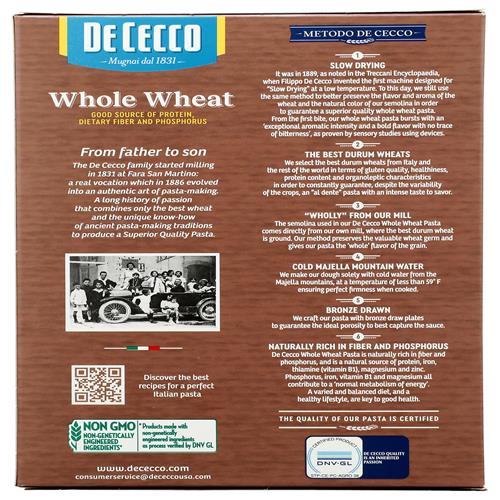 De Cecco Pasta Fusilli Whole Wheat, 13.25 Oz