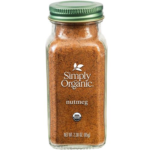 Simply Organic Pure Ground Nutmeg, 2.3 Ounce Jar,Aromatic, Subtly Spicy-Sweet Flavor, Organic, Kosher, No Gmo, No Eto