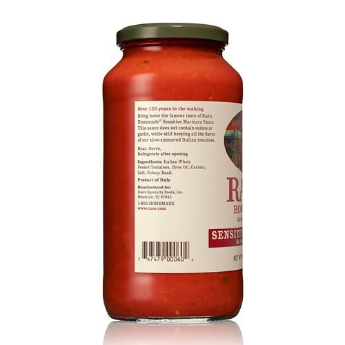 Raos Homemade Tomato Sauce, Sensitive Formula, 24 Oz, Pasta Sauce, Carb Conscious, Keto Friendly, All Natural, Premium Quality, No Onions Or Garlic, With Italian Tomatoes & Olive Oil