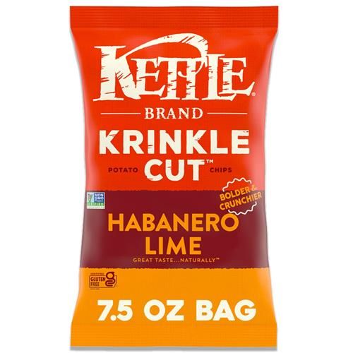Kettle Brand Potato Chips Krinkle Cut Habanero Lime Kettle Chips, 7.5 Oz