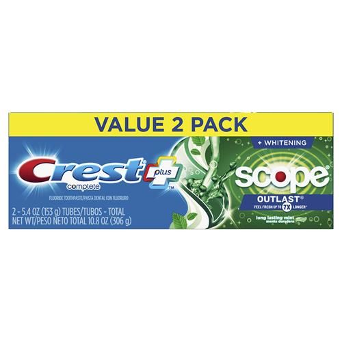 Crest +X 40Mm Outlast Complete Whitening Toothpaste, Mint, 5.4 Oz, Pack Of 2, 4.050 Lb (Pack Of 2)