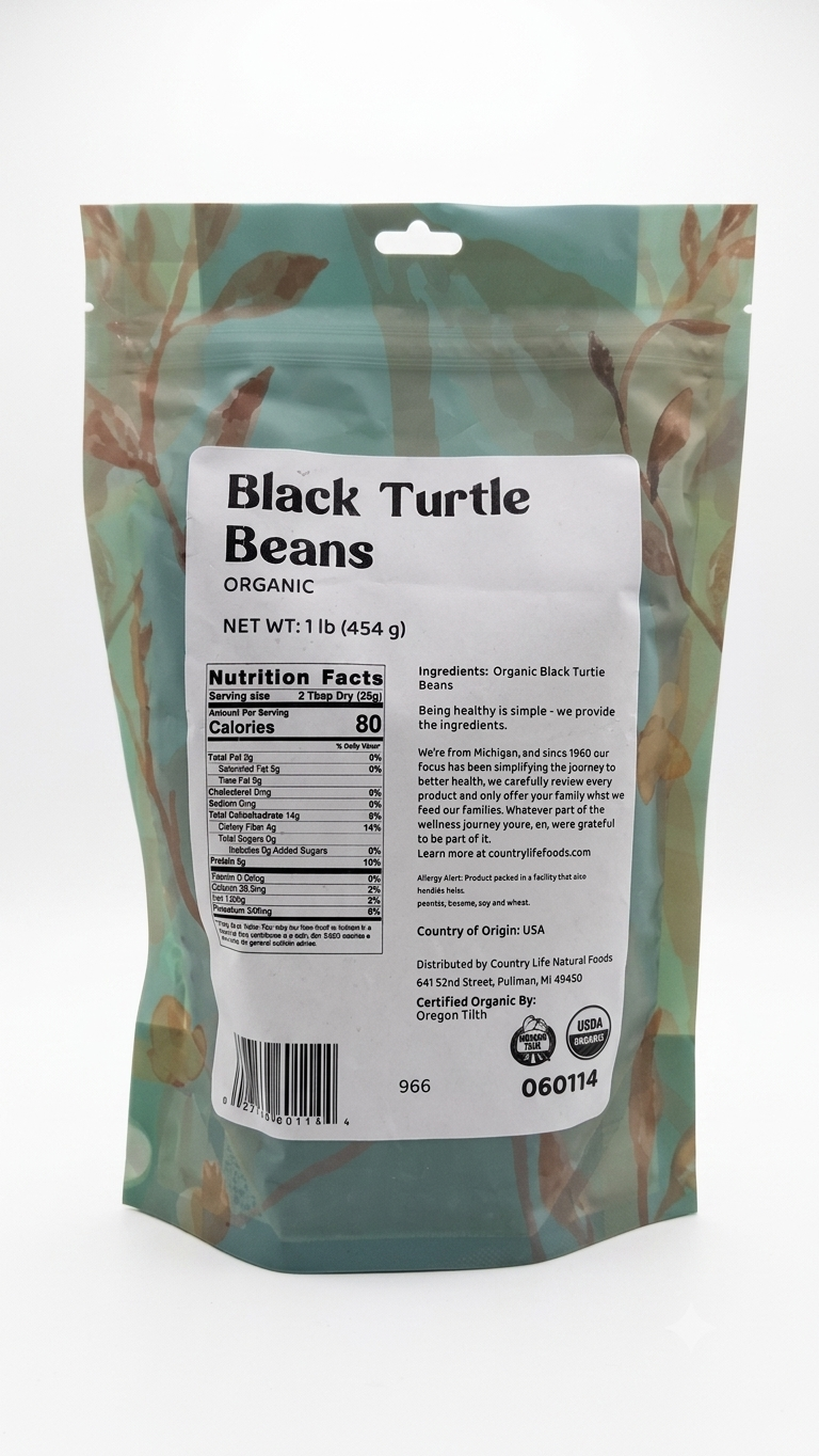 Black Turtle Beans, Organic (REDUCED PRICE! - Contains splits1# and 5# only)