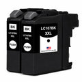 U.S. Remanufactured for Brother LC107BK XXL Super High Yield Black  Ink Cartridge Twin Pack
