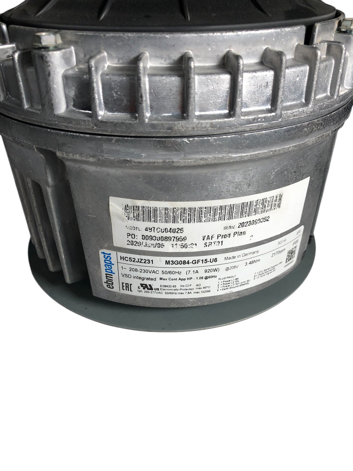 EBMPAPST HC52JZ231, BLOWER MOTOR M3G084-GF09 (Refurbed)