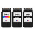 U.S. Remanufactured for Canon PG-245XL 2 Black CL-246XL 1 Color 3-Pack High Yield Ink Cartridges