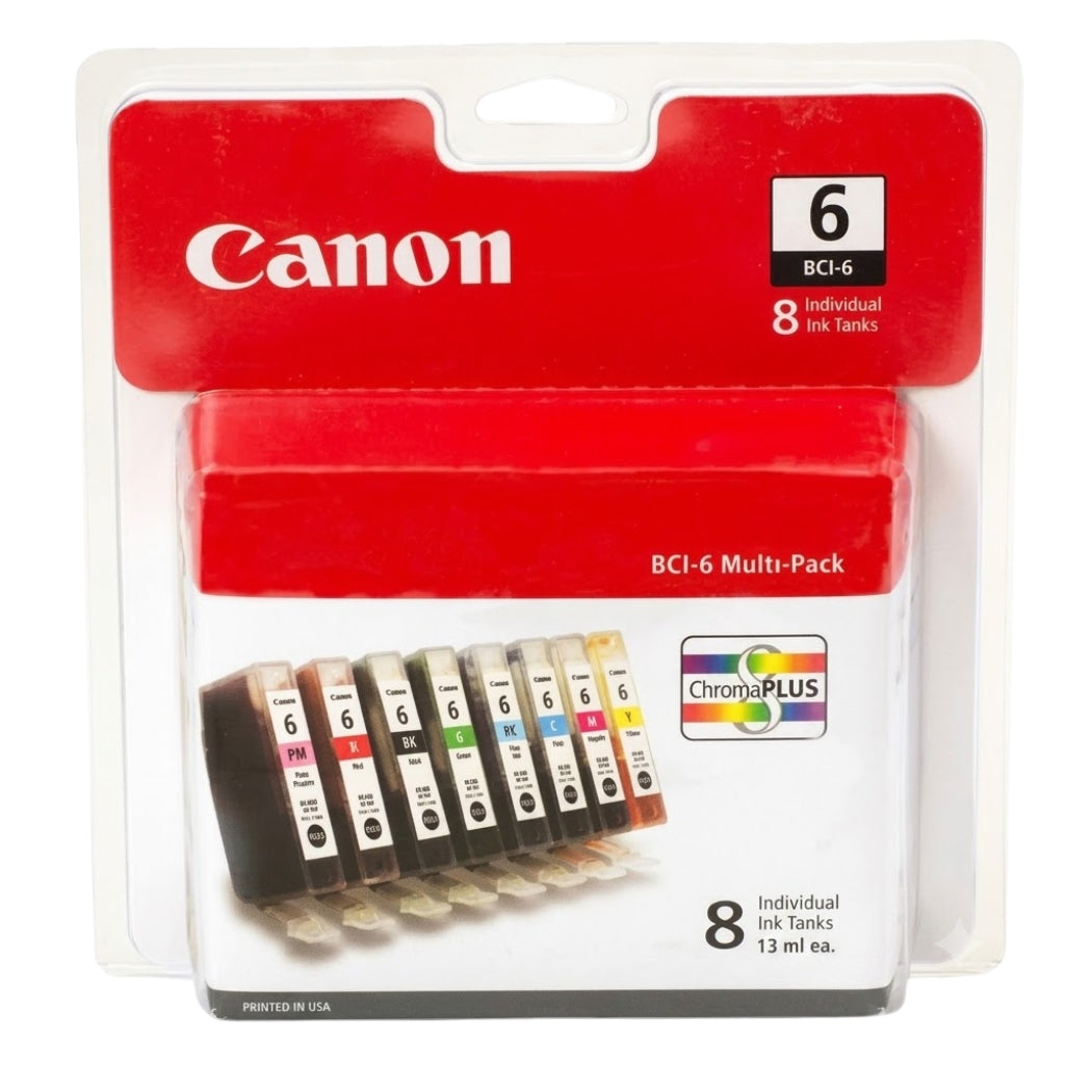 New, Pre-Owned - Canon BCI-6 Black and Color Ink Cartridge-8 Pack
