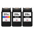 U.S. Remanufactured for Canon PG-210XL 2 Black / CL-211XL 211 XL 1 Color Ink Cartridge 3-Pack