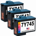 U.S. Remanufactured Ink Cartridges for Dell Series 2 7Y743 2 Black / 7Y745 1 Color 3-Pack