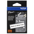 New, Pre-owned, Genuine Brother HSE-211E Heat Shrink Tape, Black On White, 5.22mm x 1.5m
