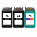 U.S. Remanufactured for HP 74 2 Black / 75 1 Color 3-Pack Ink Cartridges