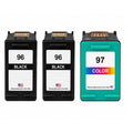 U.S. Remanufactured for HP 96 2 Black / 97 1 Color 3-Pack Ink Cartridges