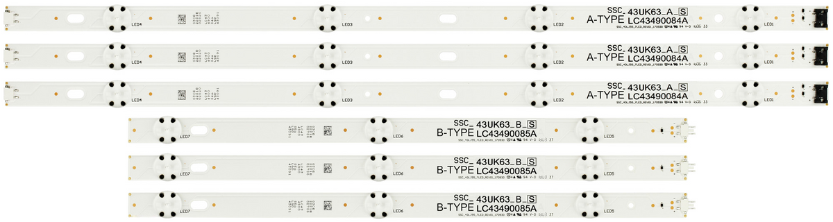 LG LC43490084A/LC43490085A Replacement LED Backlight Strips - 6 Strips