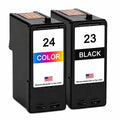 U.S. Remanufactured for Lexmark #23 Black / #24 Color Ink Cartridges Combo Pack