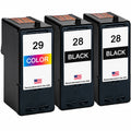U.S. Remanufactured for Lexmark #28 2 Black / #29 1 Color Ink Cartridges 3-Pack